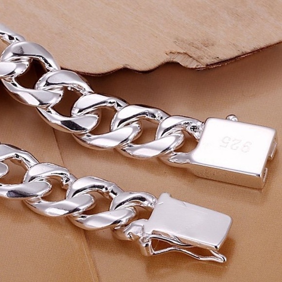 Sterling Silver Chain Link Cuban Necklace Curb Unisex - Picture 8 of 9